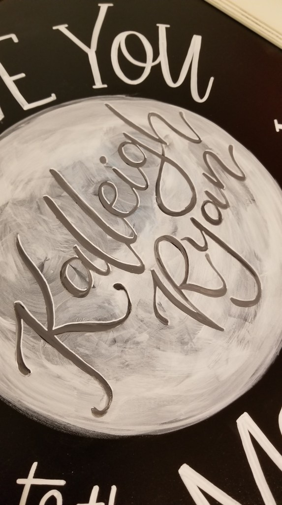 close up of nursery chalkboard lettering by @nerdladydraws swapna gardner