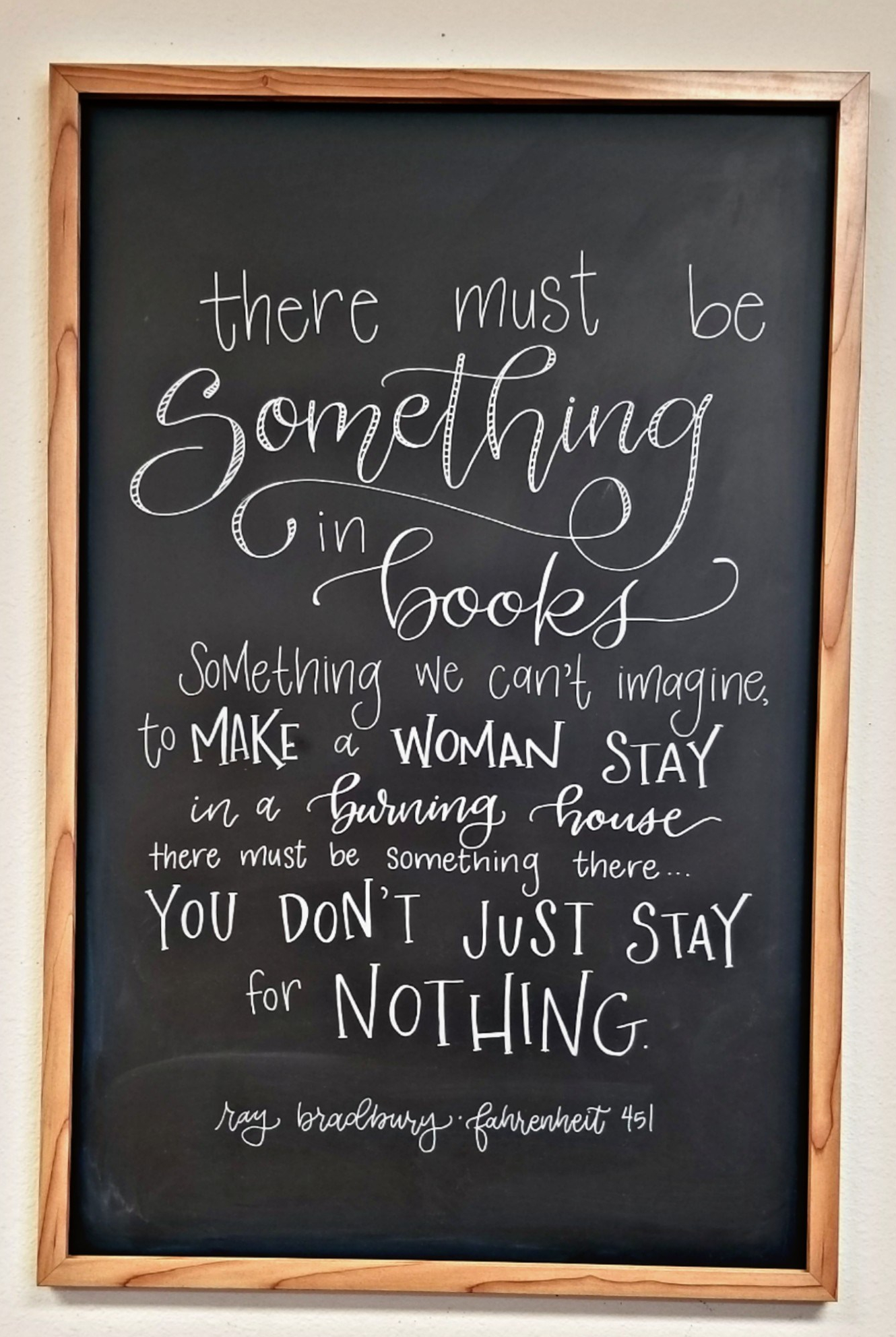 fahrenheit 451 chalkboard art by swapna gardner handlettering dallas artist