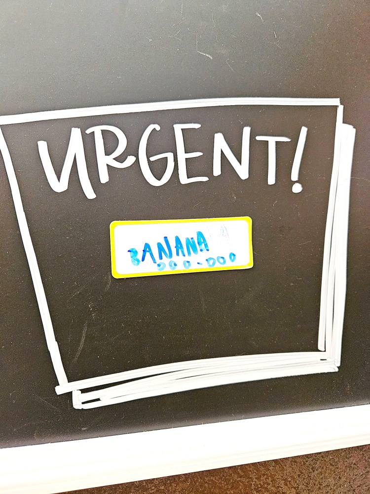 The urgent box on my family SCRUM board with a funny addition by my daughter. 