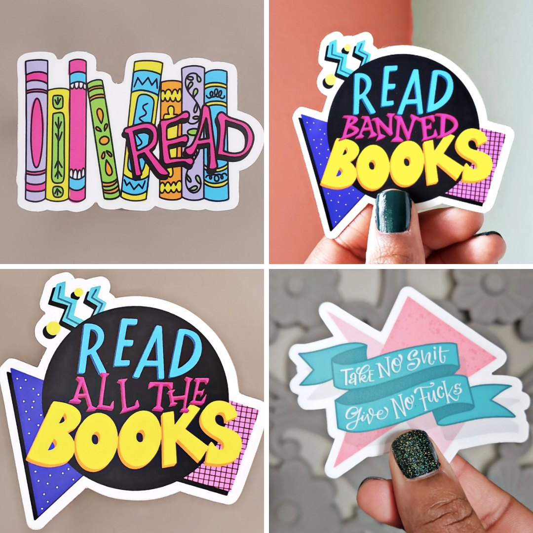 Book themed stickers