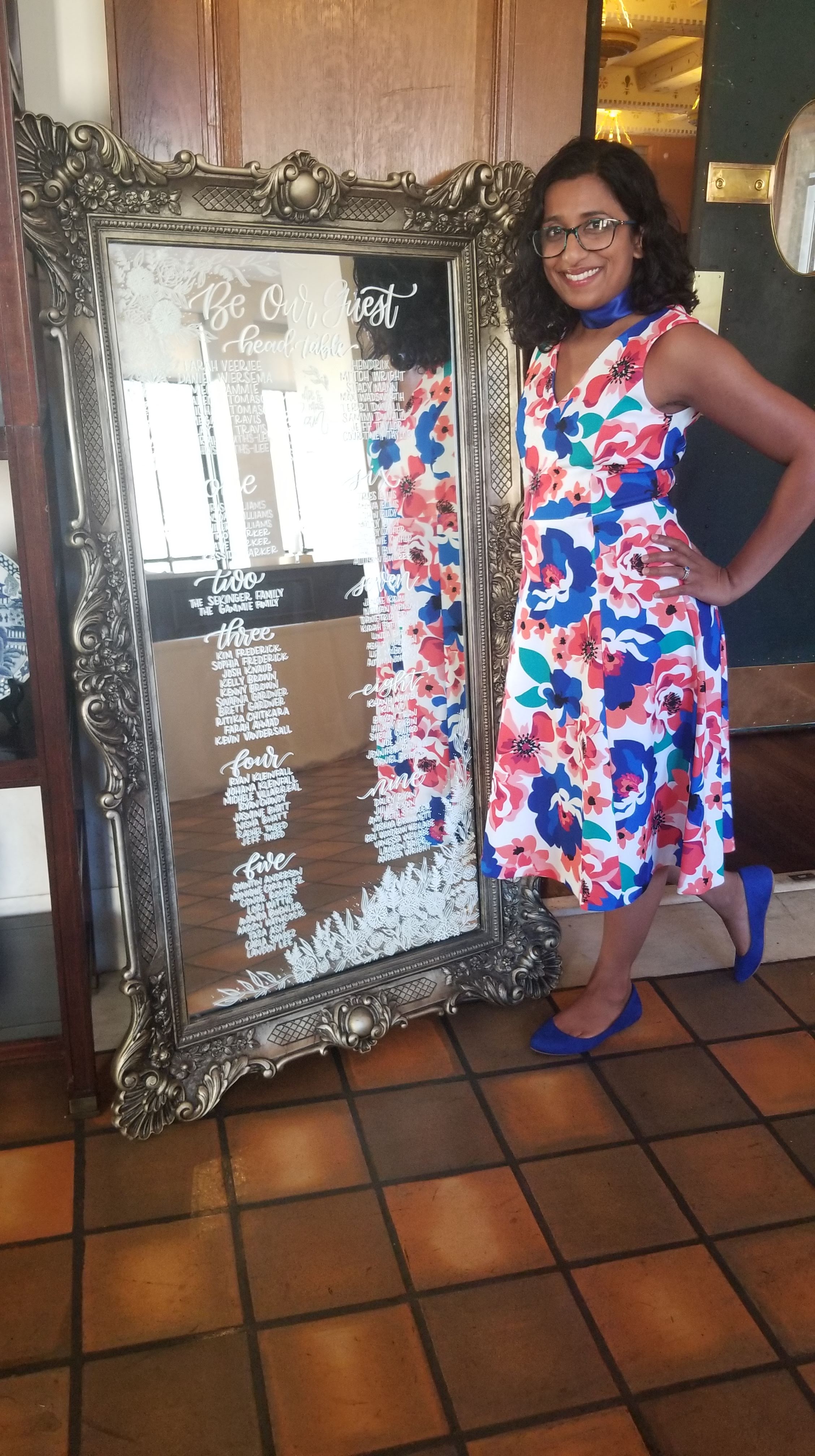 Dallas wedding artist with handlettered seating chart