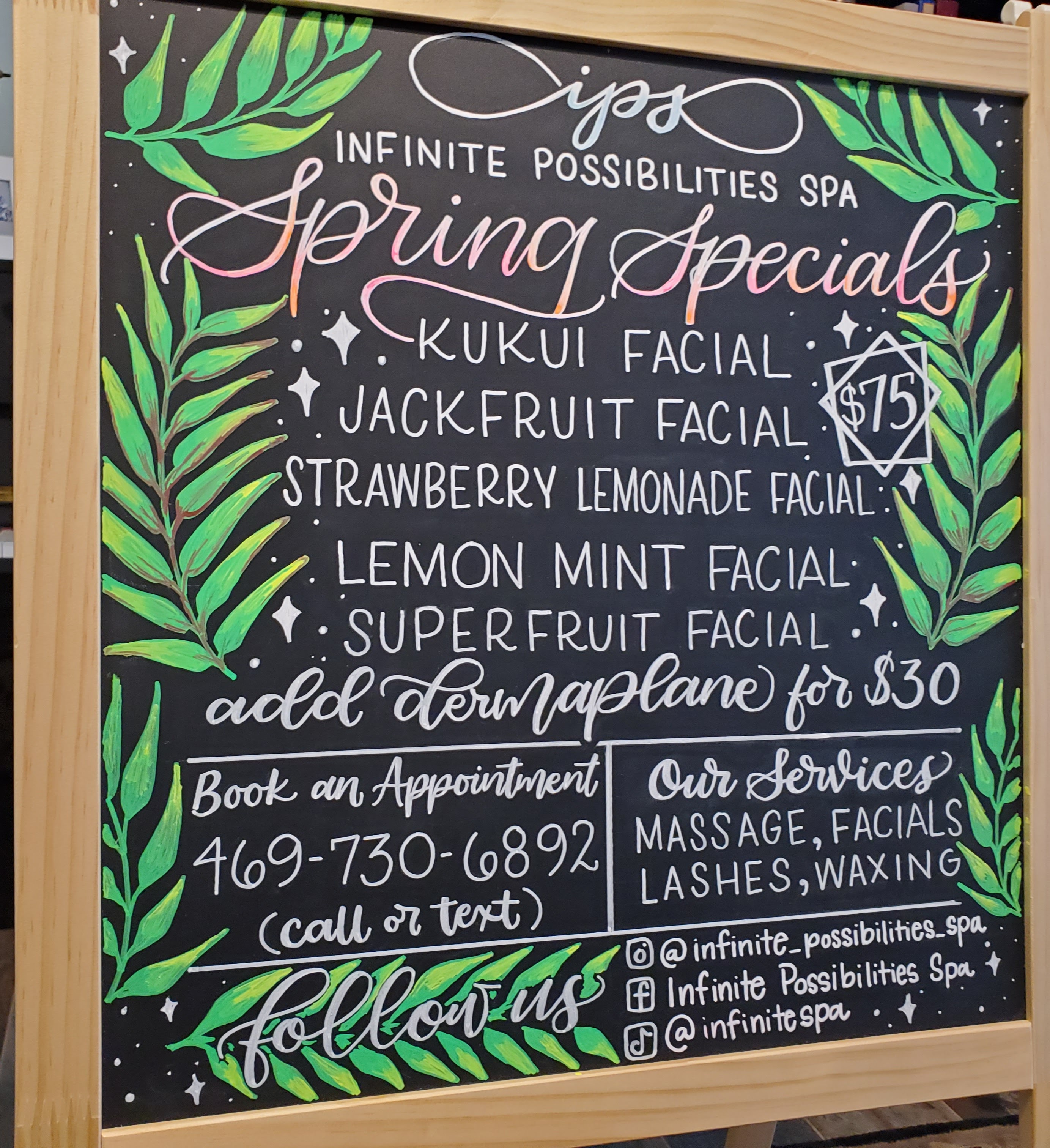 Custom specials board, handlettered chalkboard for Dallas business