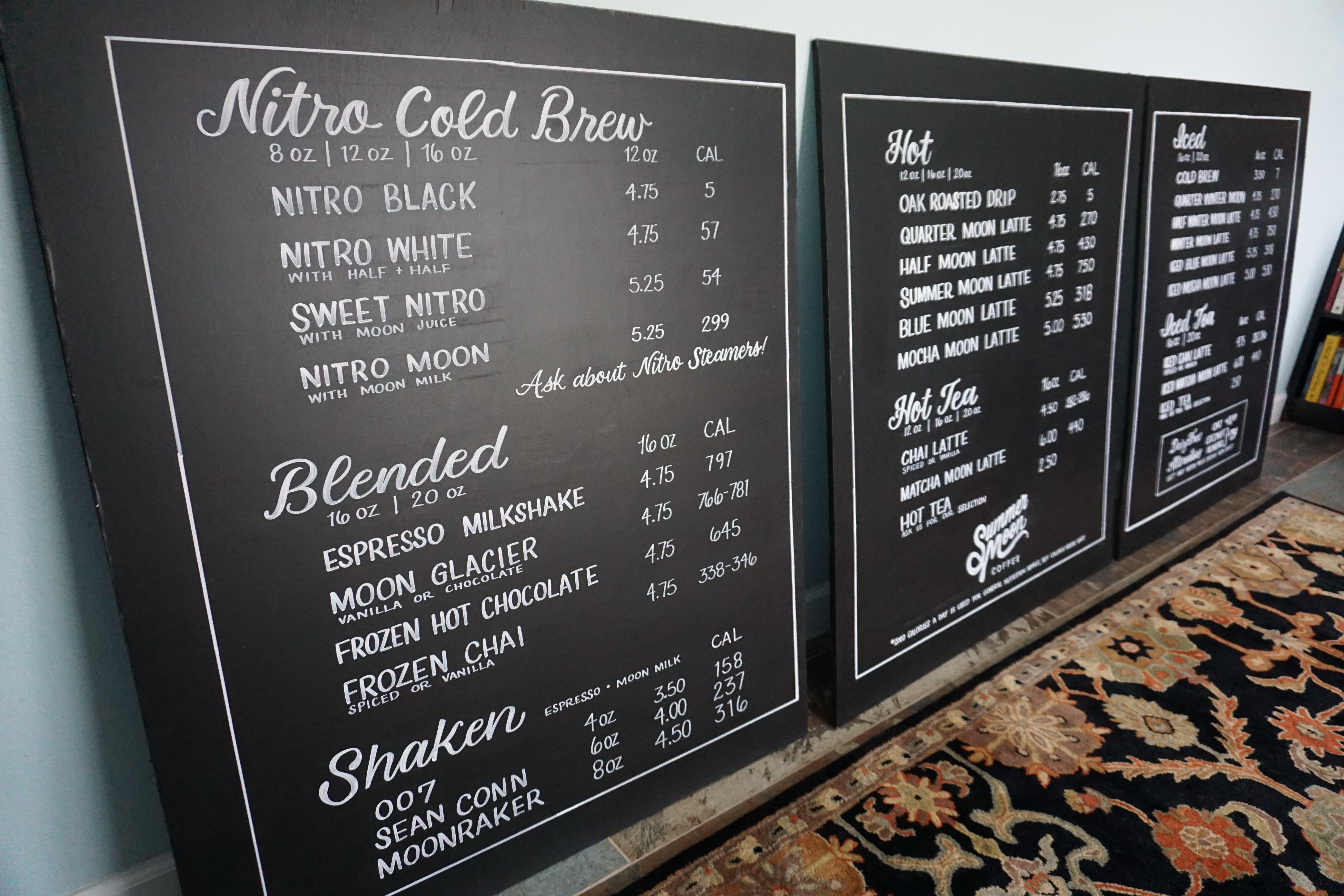 Handlettered coffee shop chalkboard menu