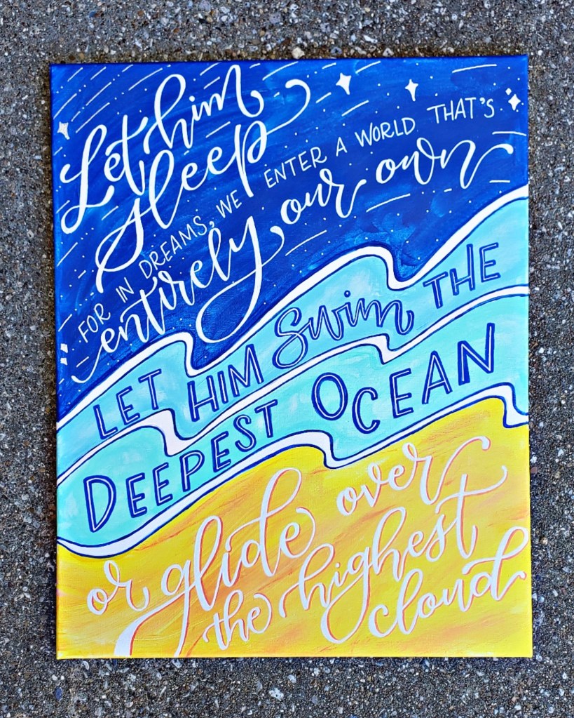 Custom painted canvas: Harry Potter quote for baby boy room