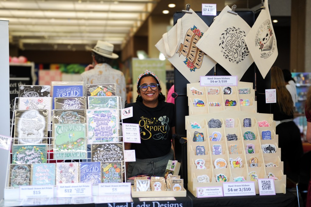 Swapna Gardner, Nerd Lady Designs, at adult book fair in Dallas TX
Photo credit: Marigold & Daisy Photography